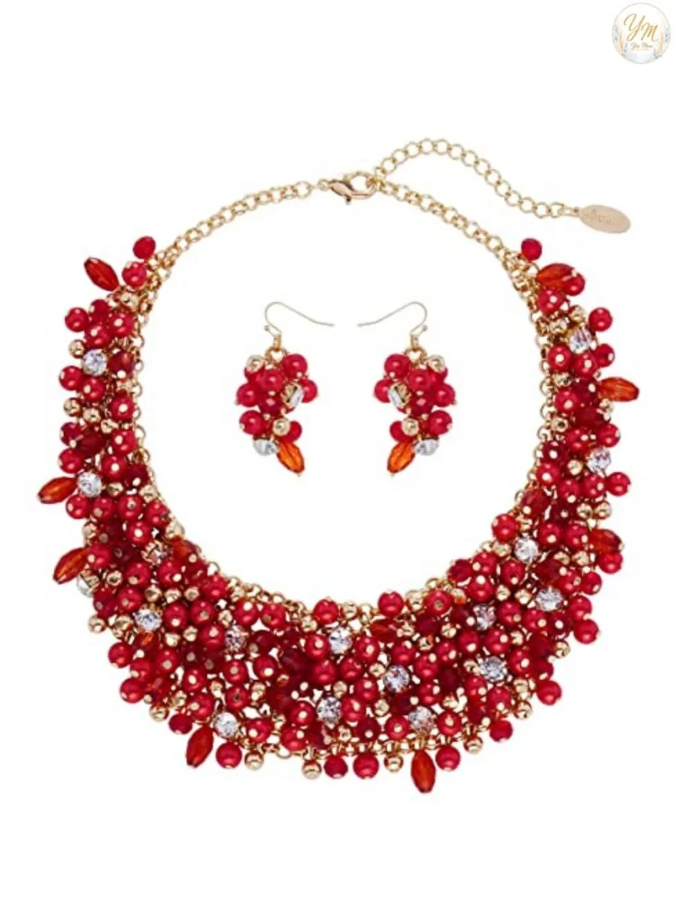 Crystal Chunky Collar Statement Necklace & Earring Set, Bridal Party Jewelry